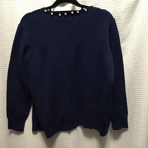 Elegant Navy Sweater with Pearl Accents - Picture 4 of 4